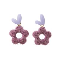 New Fashion Velvet Autumn And Winter Earrings Female Colorful Flower Shaped main image 4