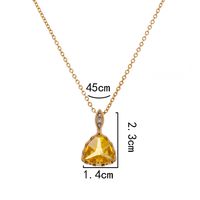 Yellow Big Gem Geometric Triangle Pendant Copper Necklace main image 2