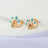 New Fashion Creative Copper Electroplated 18k Gold Blue Devil's Eye Dragonfly Earrings main image 2