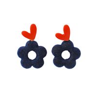 New Fashion Velvet Autumn And Winter Earrings Female Colorful Flower Shaped sku image 3