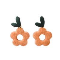 New Fashion Velvet Autumn And Winter Earrings Female Colorful Flower Shaped sku image 4