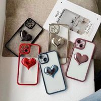 Three-dimensional Heart Transparent Electroplating All-inclusive Silicone Drop-resistant Iphone13 Phone Case main image 1
