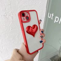 Three-dimensional Heart Transparent Electroplating All-inclusive Silicone Drop-resistant Iphone13 Phone Case main image 3