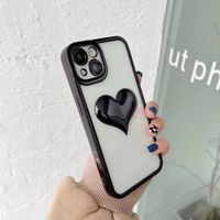Three-dimensional Heart Transparent Electroplating All-inclusive Silicone Drop-resistant Iphone13 Phone Case main image 4