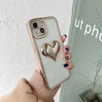 Three-dimensional Heart Transparent Electroplating All-inclusive Silicone Drop-resistant Iphone13 Phone Case main image 5