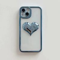 Three-dimensional Heart Transparent Electroplating All-inclusive Silicone Drop-resistant Iphone13 Phone Case main image 6