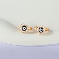 Fashion Simple Devil's Eye Plating 18k Gold Retro Inlaid Zircon Copper Earrings main image 3