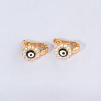 Fashion Simple Devil's Eye Plating 18k Gold Retro Inlaid Zircon Copper Earrings sku image 1