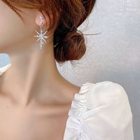 Fashion Simple Eight Awn Star Rhinestone Inlaid Stud Earrings main image 2