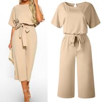 Fashion Casual Dolman Sleeve Lace-up Women's Solid Color Jumpsuit main image 7