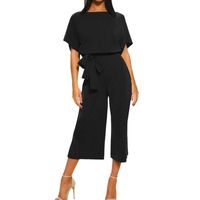 Fashion Casual Dolman Sleeve Lace-up Women's Solid Color Jumpsuit main image 3