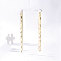 New Simple Copper Plating 18k Golden Long Tassel Inlay Rhinestone Earrings main image 3