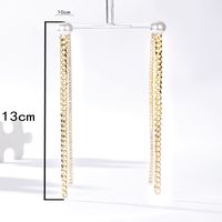 New Simple Copper Plating 18k Golden Long Tassel Inlay Rhinestone Earrings main image 4