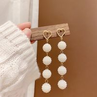 Pendientes Largos De Aleación Con Cuentas De Perlas De Corazón Exagerados De Moda main image 6