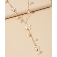 Mode Blume Legierung Inlay Künstliche Perle Halskette 1 Stück sku image 1