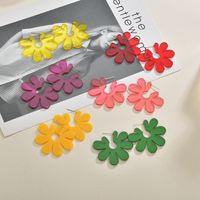 Exaggerated Solid Color Large Flower Earrings Multi Colors main image 2