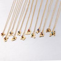 Gold Twelve Constellations Stainless Steel Necklace Lucky Birthstones Necklace main image 4