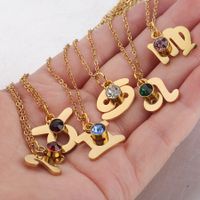 Gold Twelve Constellations Stainless Steel Necklace Lucky Birthstones Necklace main image 1