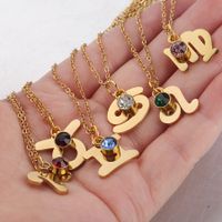 Gold Twelve Constellations Stainless Steel Necklace Lucky Birthstones Necklace main image 6