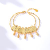 Vintage Ethnic Jewelry Copper Electroplated 18k Gold Coin Double Layer Bracelet main image 2