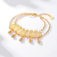 Vintage Ethnic Jewelry Copper Electroplated 18k Gold Coin Double Layer Bracelet sku image 1