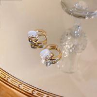 Mode Opal Zirkon Geometrische Kupfer Ohrringe Frauen Einfache Großhandel main image 5