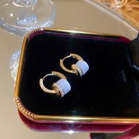 Mode Opal Zirkon Geometrische Kupfer Ohrringe Frauen Einfache Großhandel main image 4