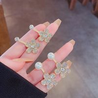 Exquisite Zircon Flower Pearl Stud Earrings main image 1