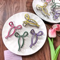 Fashion Sweet Solid Color Bow Metal Grip Alloy Hairpin Female Hair Accessories main image 1