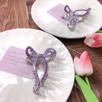 Fashion Sweet Solid Color Bow Metal Grip Alloy Hairpin Female Hair Accessories sku image 1