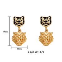 Fashion Alloy Dripping Oil Retro Two Tiger Earrings main image 3