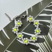 2022 Summer New Handmade Beaded Weave Pearl Creative Sunflower Pastoral Bracelet And Necklace Set main image 5