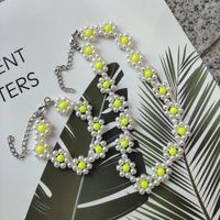 2022 Summer New Handmade Beaded Weave Pearl Creative Sunflower Pastoral Bracelet And Necklace Set main image 2