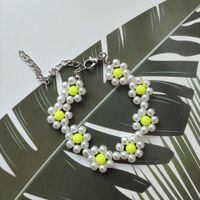 2022 Summer New Handmade Beaded Weave Pearl Creative Sunflower Pastoral Bracelet And Necklace Set sku image 1