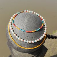 Fashion New Bohemian Style Handmade Beaded Colorful Pearl Multi-layer Necklace main image 4