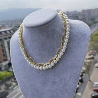 New Fashion Handmade Beaded Pearl Alloy Chain Multi-layer Necklace Bracelet Set main image 4