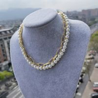 Nouvelle Mode Perlé Fait Main Perle Alliage Chaîne Multi-couche Collier Bracelet Ensemble main image 4
