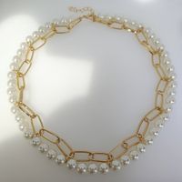 Nouvelle Mode Perlé Fait Main Perle Alliage Chaîne Multi-couche Collier Bracelet Ensemble main image 3