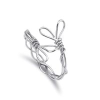 New Vintage Hand-woven Alloy Silver Plated  Pearl Twisted Irregular Ring main image 4