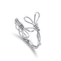 New Vintage Hand-woven Alloy Silver Plated  Pearl Twisted Irregular Ring sku image 1
