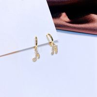 Fashion Micro Inlaid Zircon Notes Ear Clip Gold Plated Jewelry Wholesale sku image 1