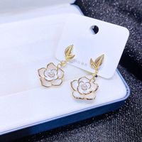 Fashion Creative Camellia Flower Shaped Pendant Copper Earrings Wholesale main image 2