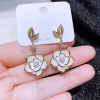 Fashion Creative Camellia Flower Shaped Pendant Copper Earrings Wholesale main image 4
