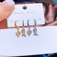 Creative Cute Asymmetric Cactus Dinosaur Zircon Inlaid Ear Clip Jewelry Wholesale sku image 3