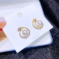 Fashion Creative Zircon Micro-inlaid Snake Surround Pearl Earrings main image 4