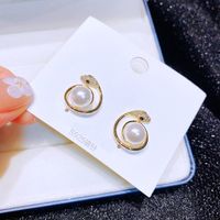 Fashion Creative Zircon Micro-inlaid Snake Surround Pearl Earrings main image 3