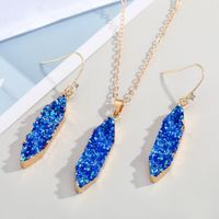 Blau Sapphire Halskette Diamant Harz Wasser Tropfen Ohrringe Halskette Set Ornament main image 3