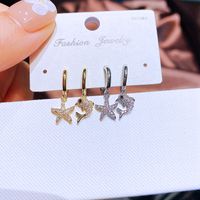Cute Starfish Dolphin Small Ear Clip Gold Plated Zircon-embedded Earrings main image 1