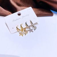 Cute Starfish Dolphin Small Ear Clip Gold Plated Zircon-embedded Earrings main image 2