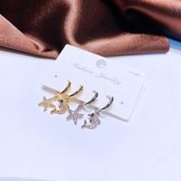 Cute Starfish Dolphin Small Ear Clip Gold Plated Zircon-embedded Earrings main image 4